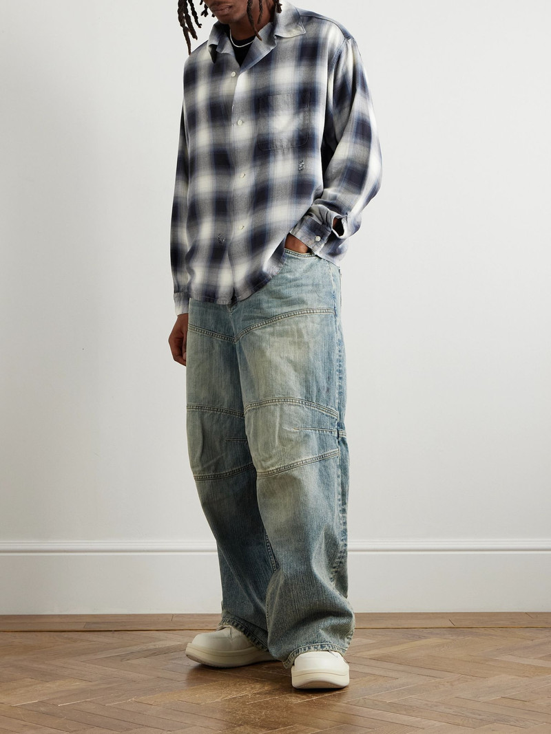 SAINT M×××××× + Lastman Checked Woven Shirt Navy outlook