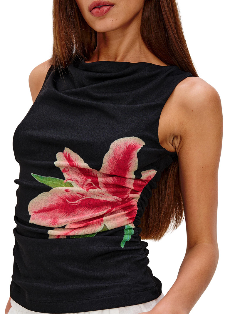 Women's Fete Floral Draped Top - Peach Lily 5