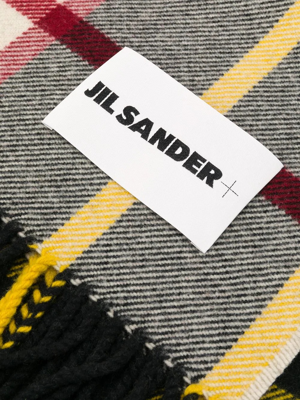 checked logo-patch scarf - 3