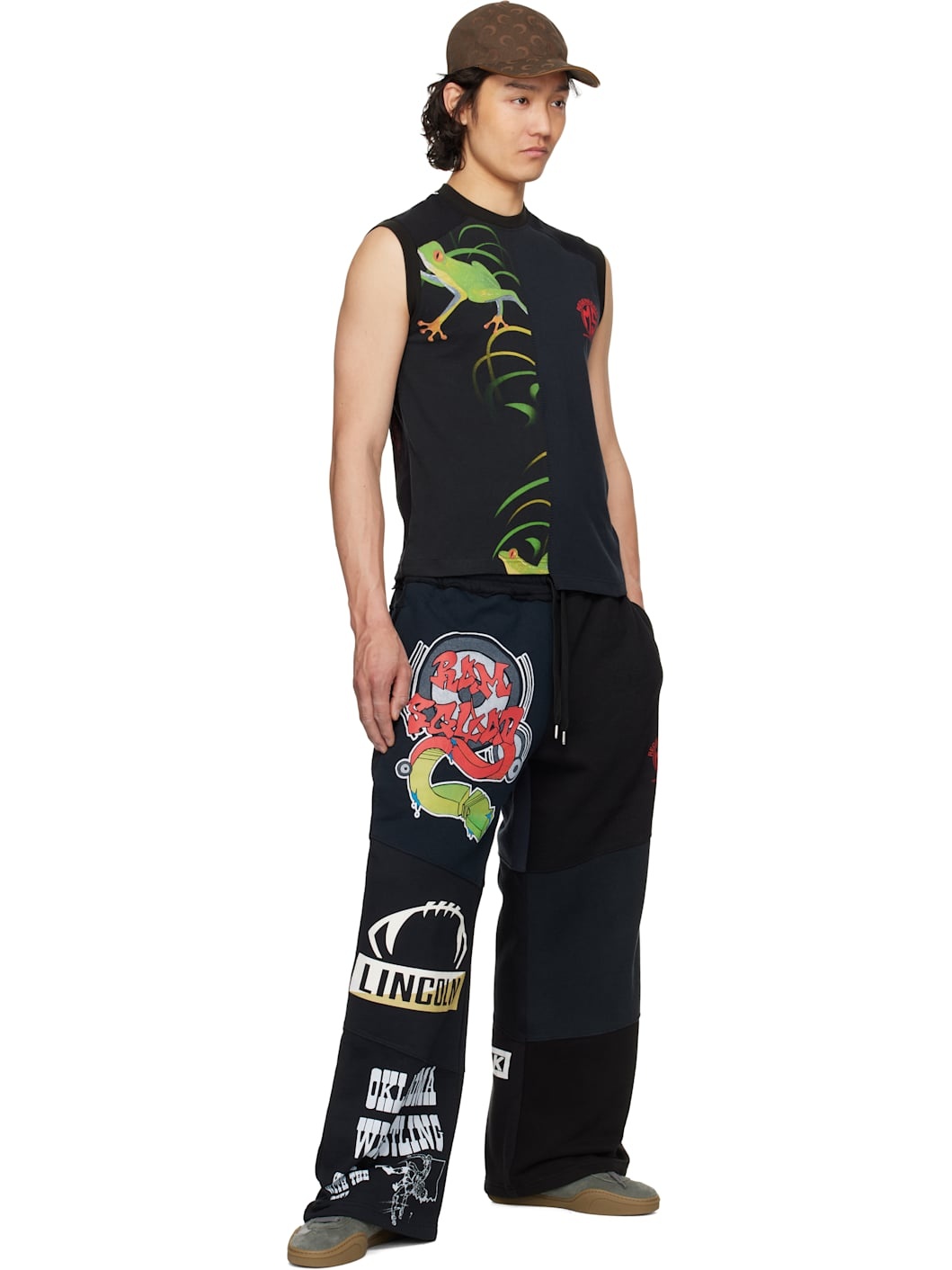 Black Regenerated Graphic Sweatshirts Sweatpants - 4