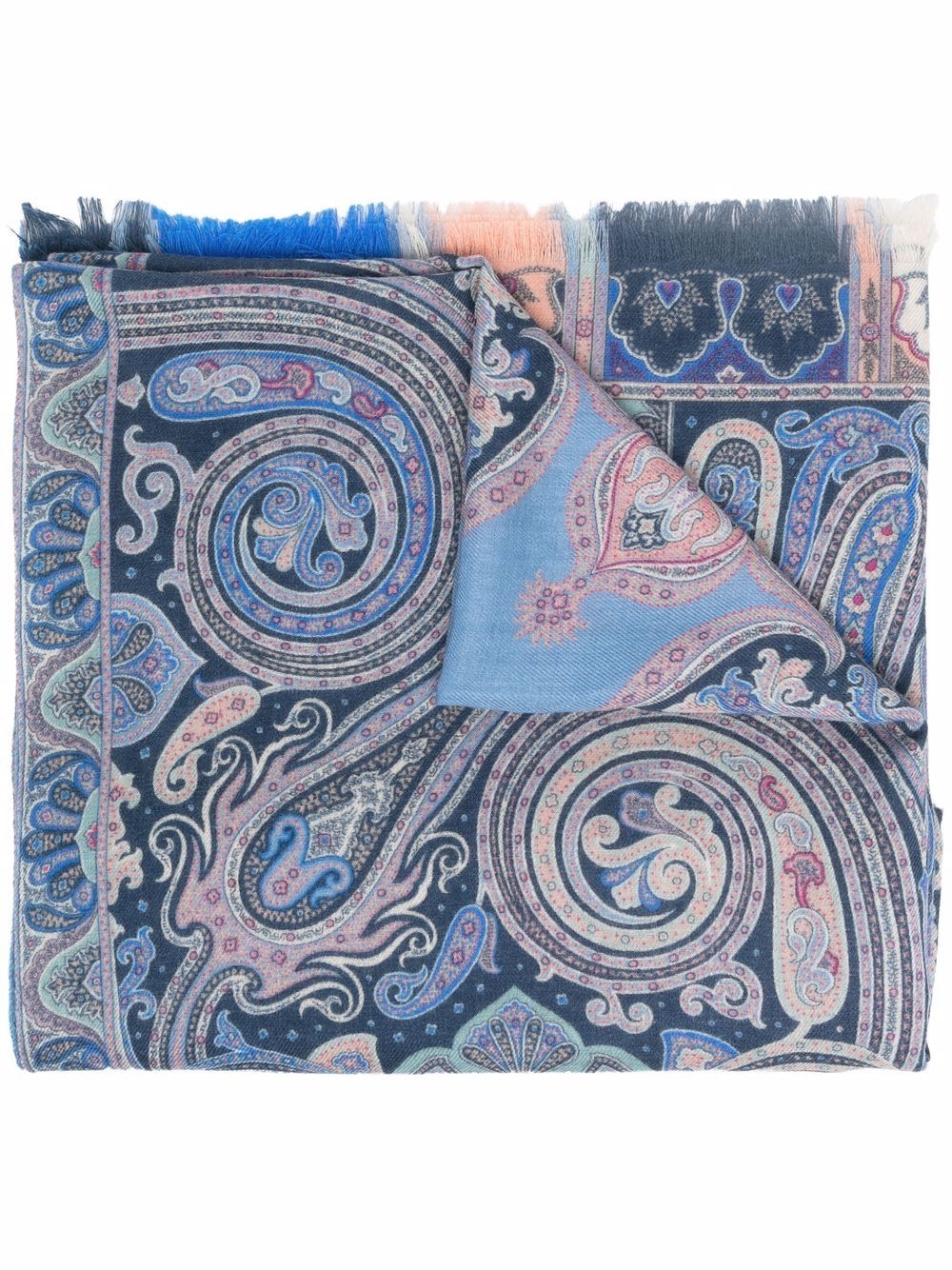 paisley-print frayed-edge scarf - 1