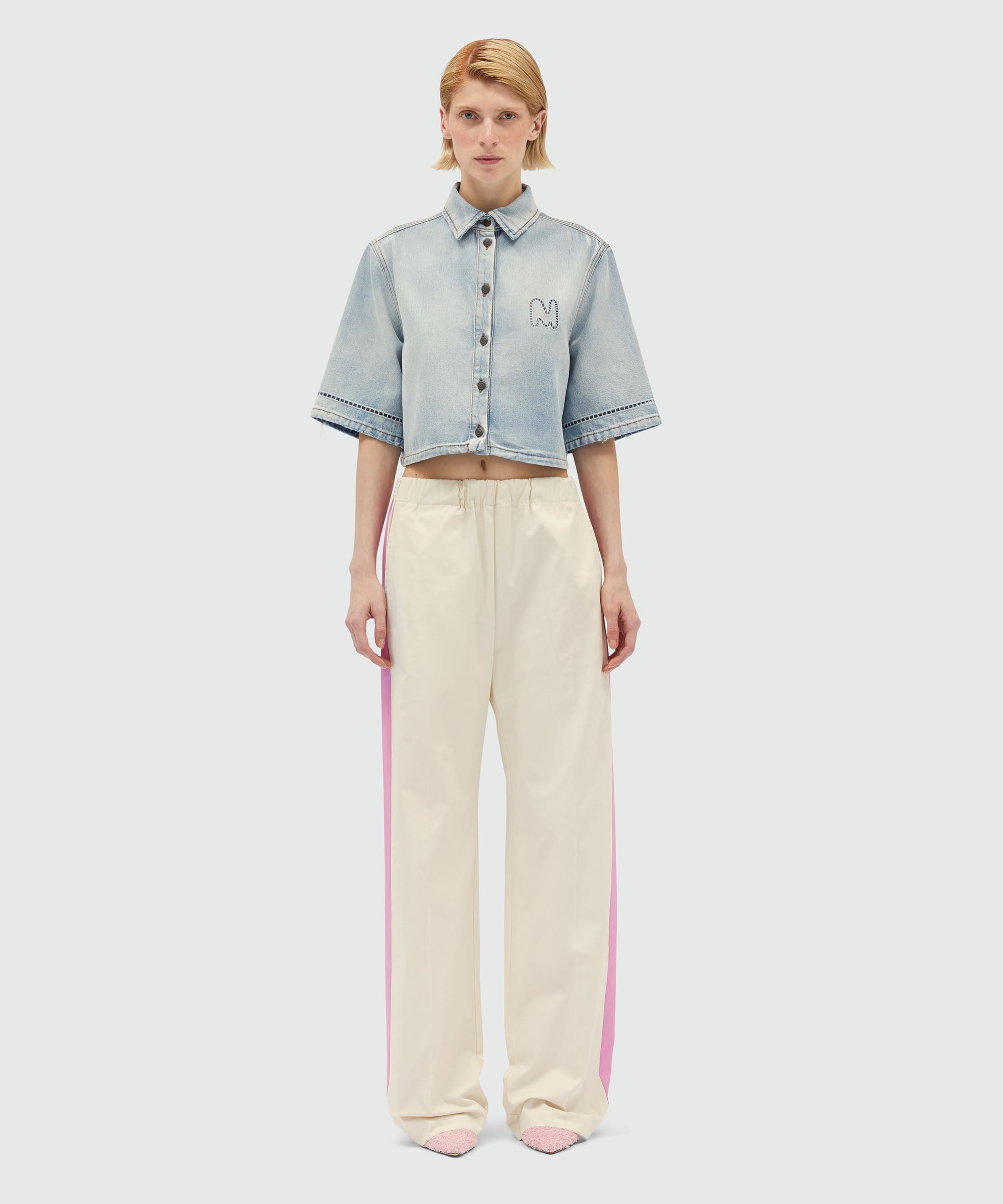 Gabardine trousers with side bands - 2