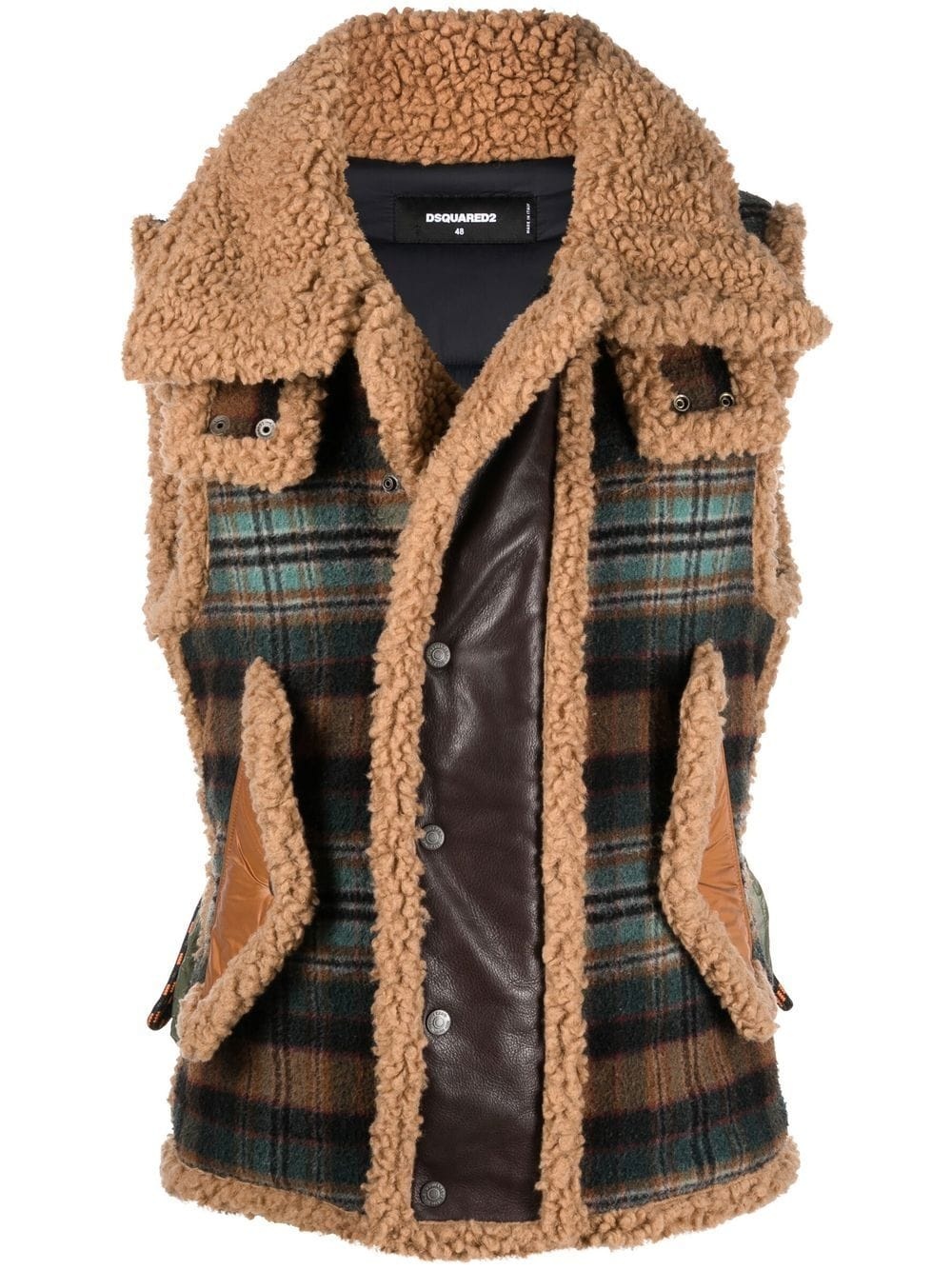 shearling-trim detail gilet - 1