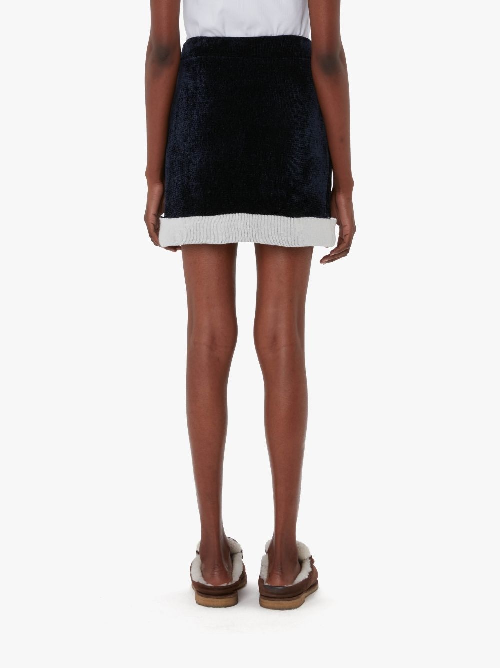 CONTRAST HEM CHENILLE MINI SKIRT - 3