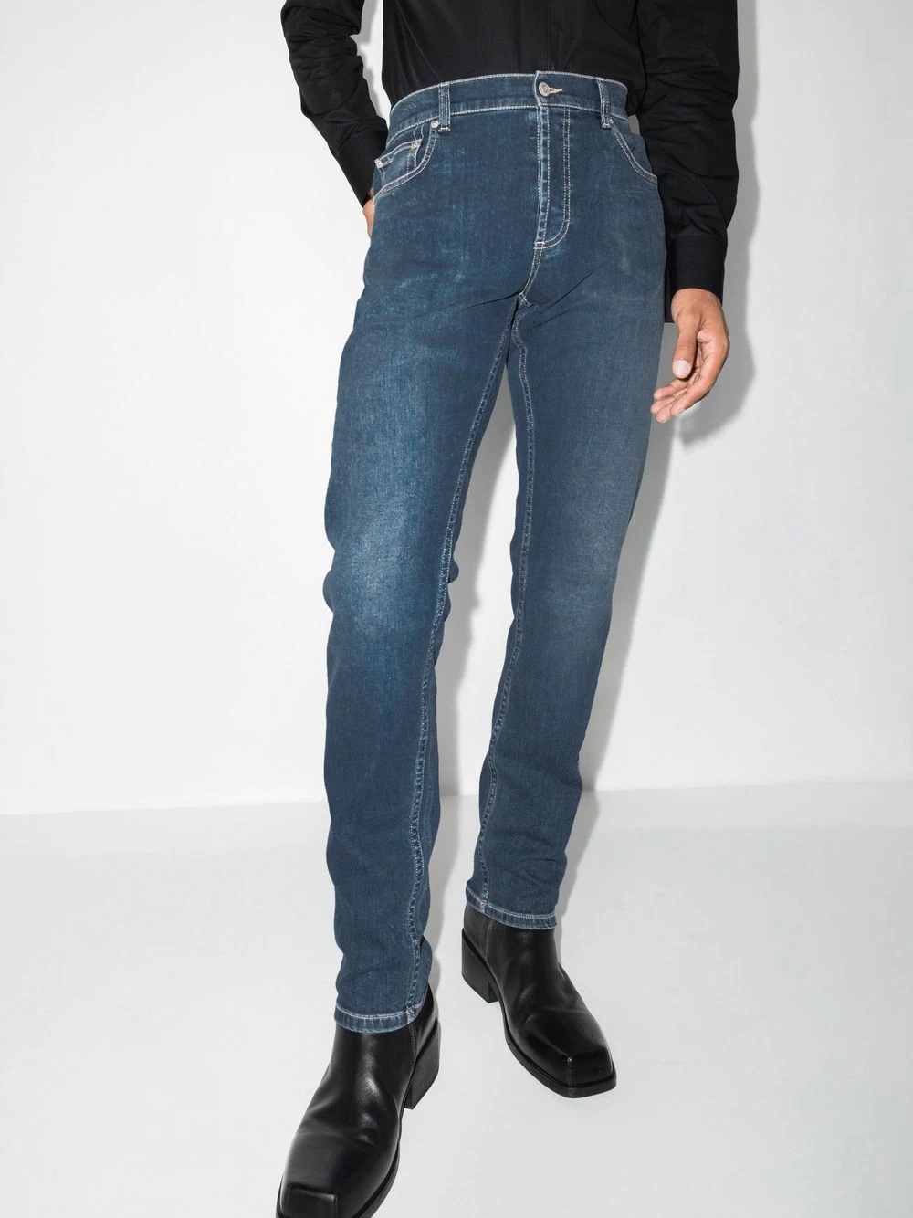 embroidered-logo straight-leg jeans - 2