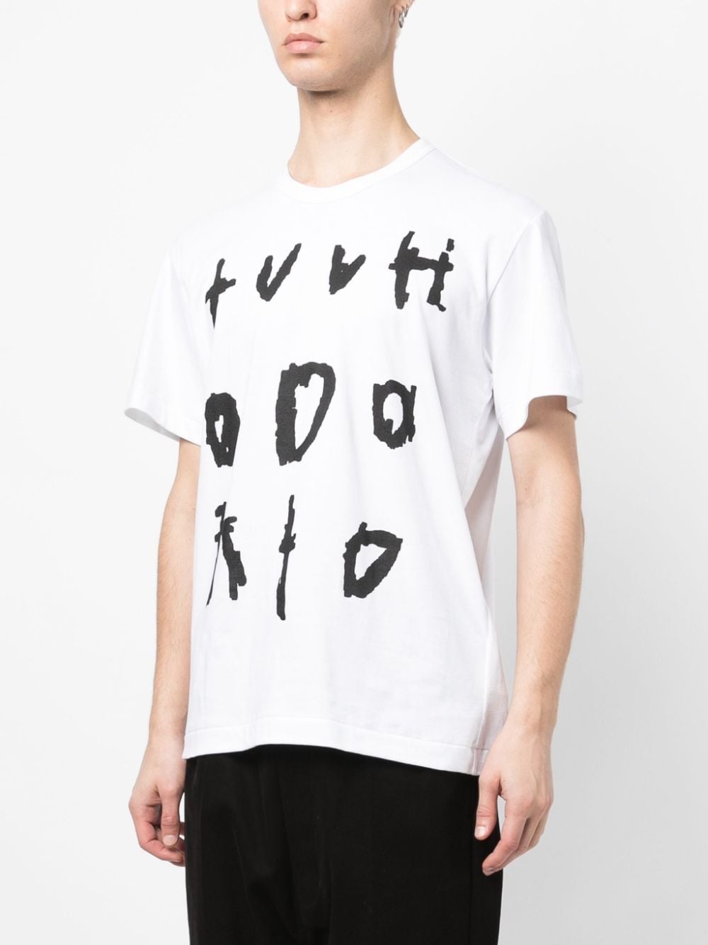 text-print cotton T-shirt - 3