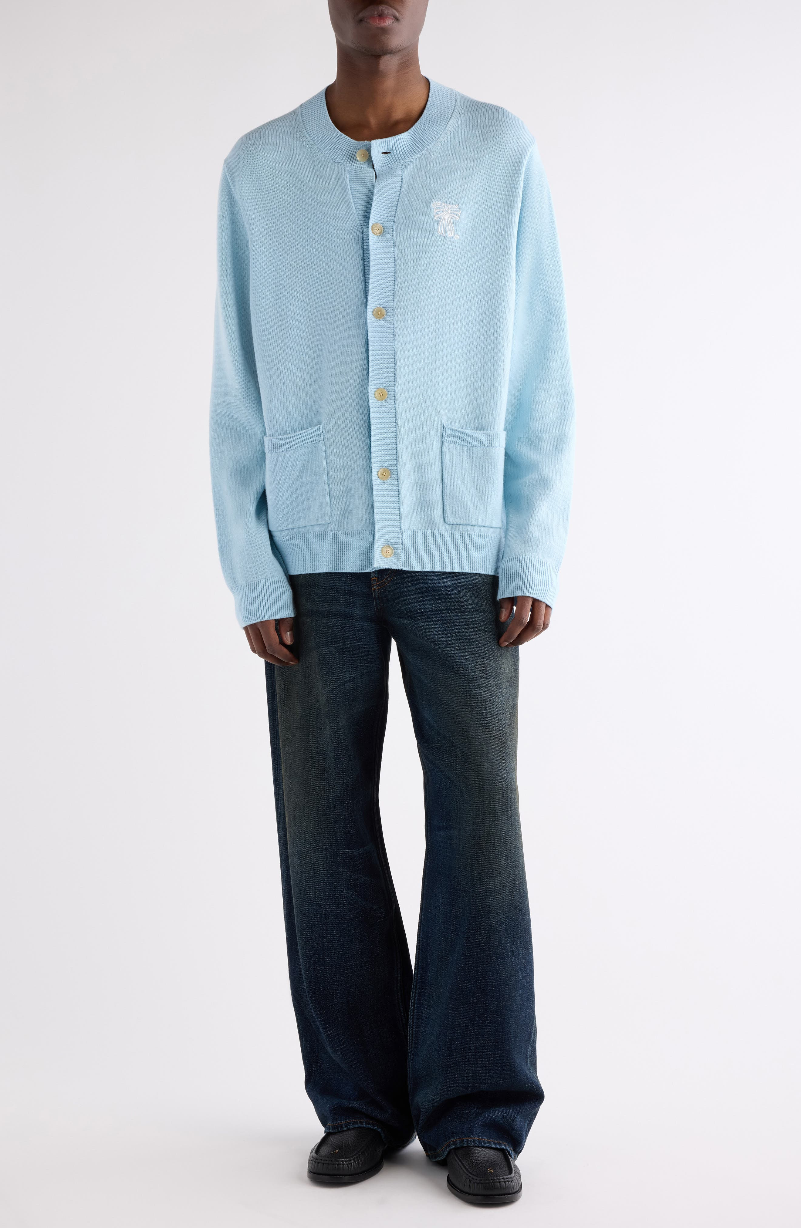Acne Studios Kadave Merino Wool Cardigan in Ice Blue at Nordstrom - 2