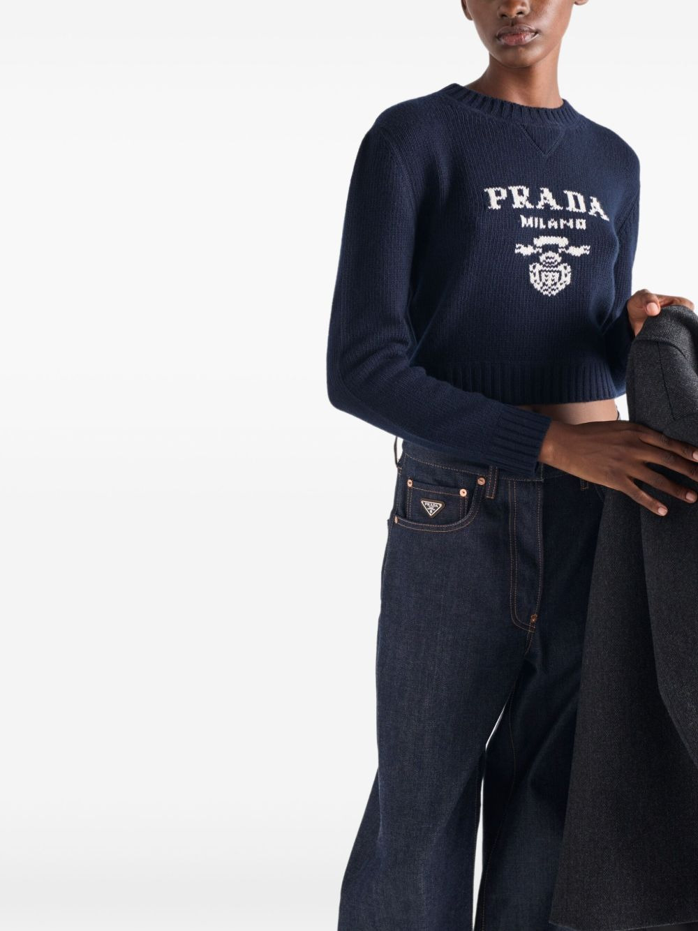 intarsia-logo ribbed-knit sweater - 4