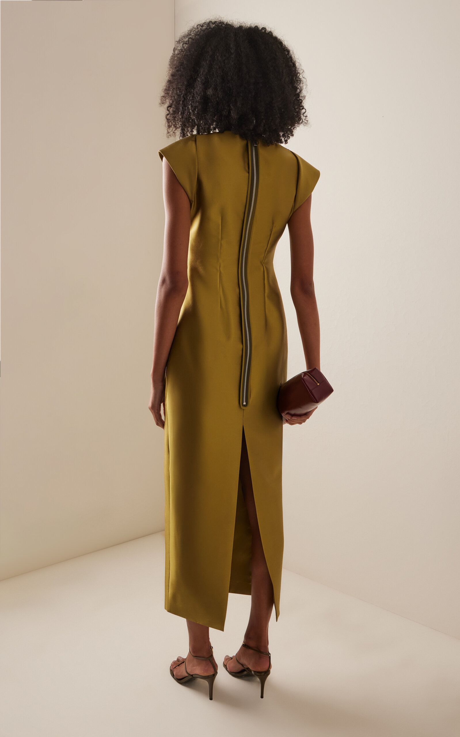 Exclusive Peel Silk-Wool Maxi Sheath Dress green - 4