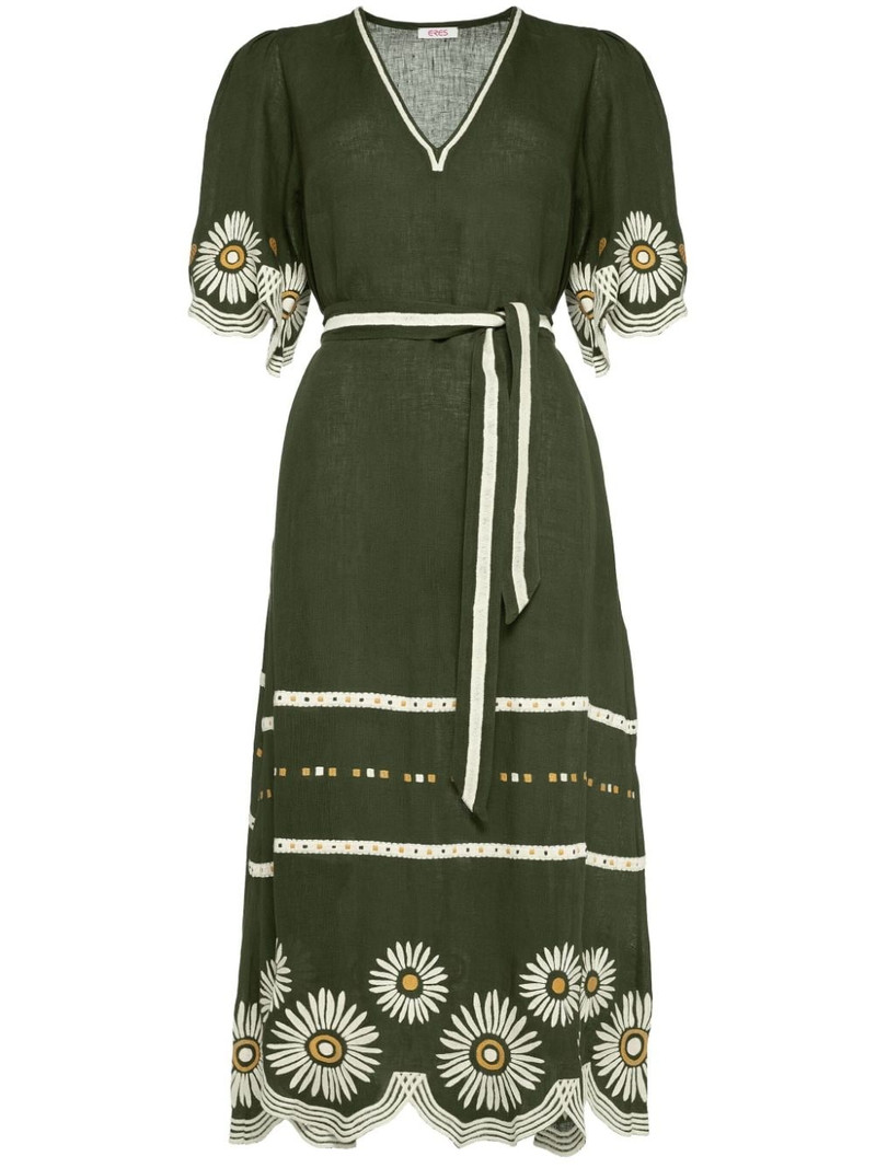 Hortense floral-embroidered linen dress 1