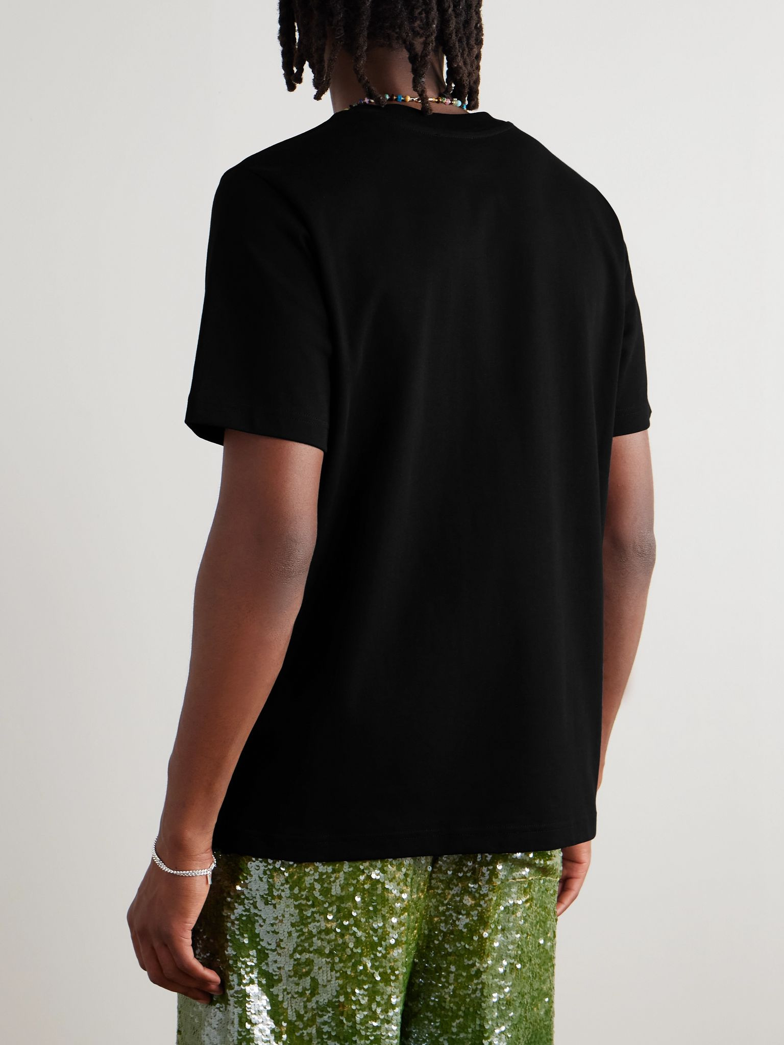 Mushroom Emblem Printed Cotton-Jersey T-Shirt Black - 3