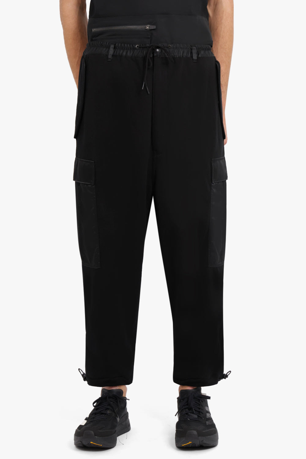 COTTON TERRYCLOTH WITH NYLON TWILL PANTS | BLACK - 3