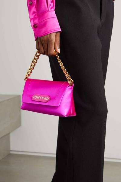 TOM FORD Chain leather-trimmed satin clutch outlook