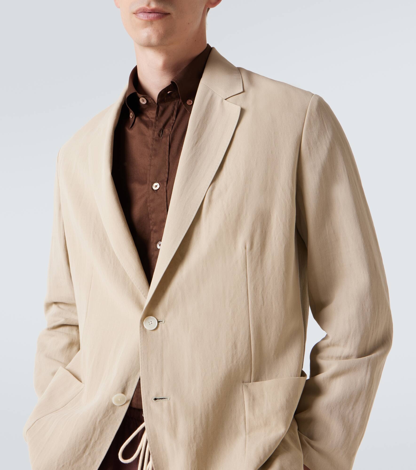Cotton and wool gabardine blazer - 5