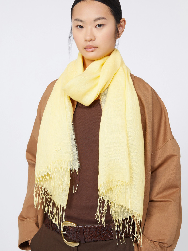SIONBIO Linen stole with fringes - YELLOW 7