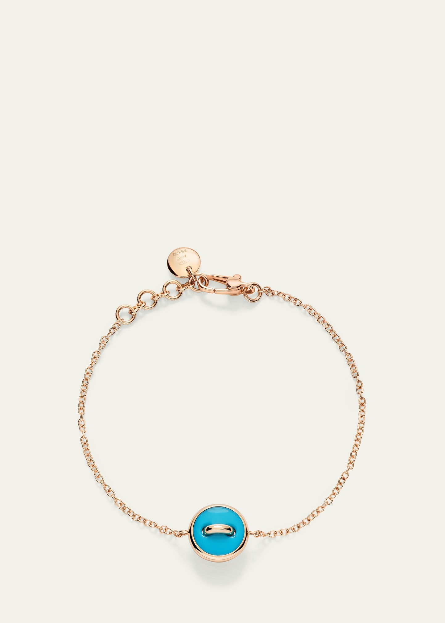 Pom Pom Dot 18K Rose Gold Diamond and Turquoise Chain Bracelet - 2