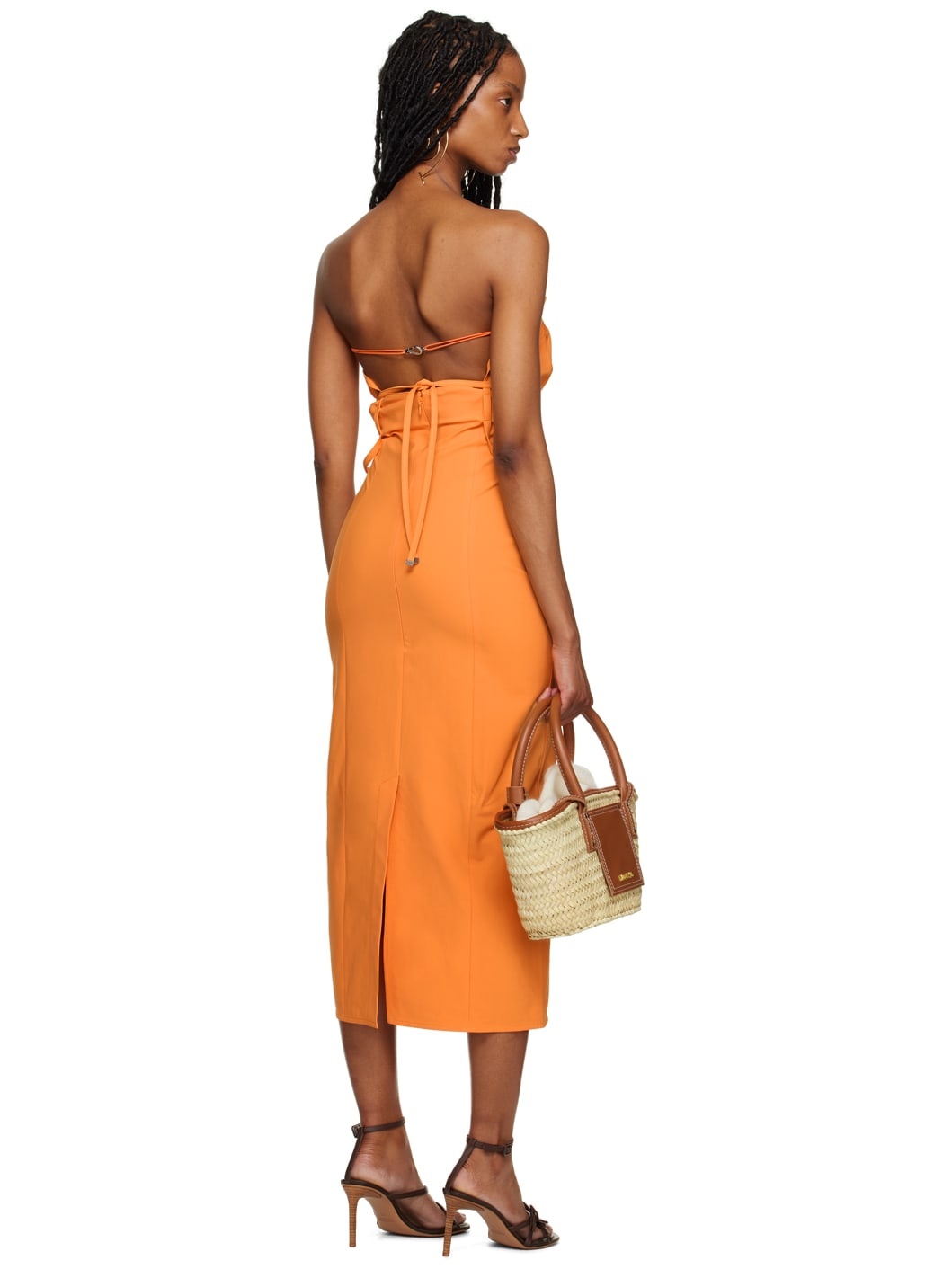 Orange Le Raphia 'La Robe Bikini' Midi Dress - 3