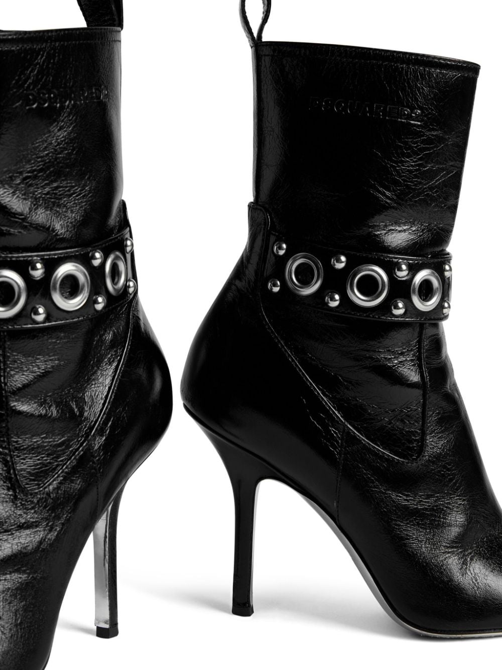 Gothic eyelet-embellished leather ankle boots - 4