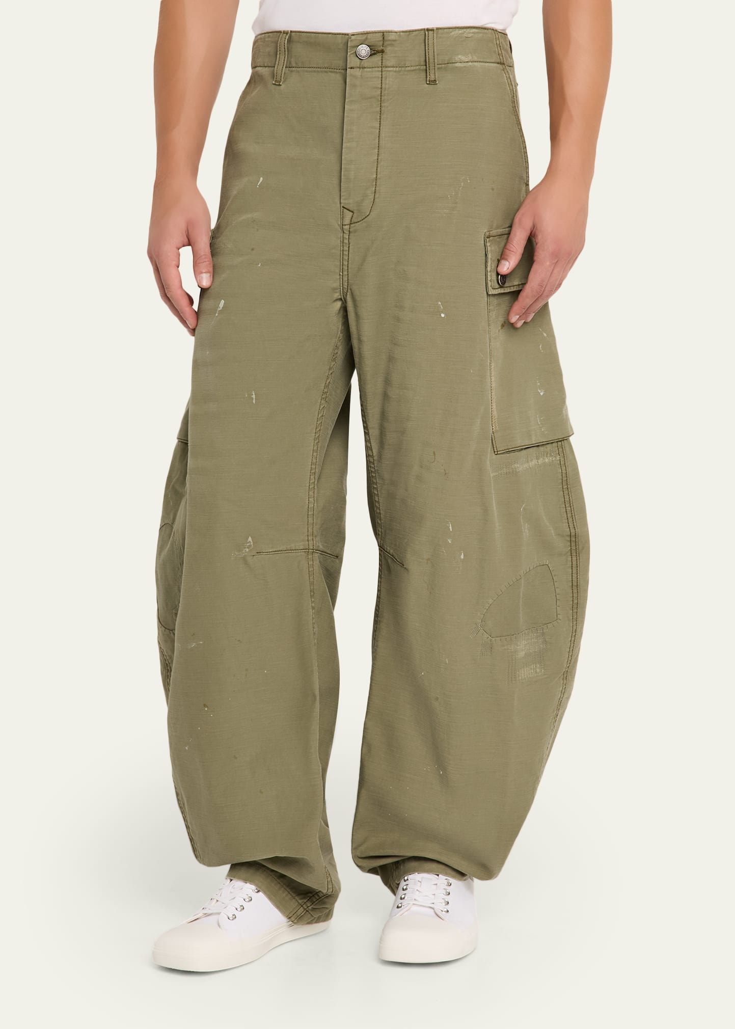 Men's Twill Barrel Leg Cargo Pants - 4