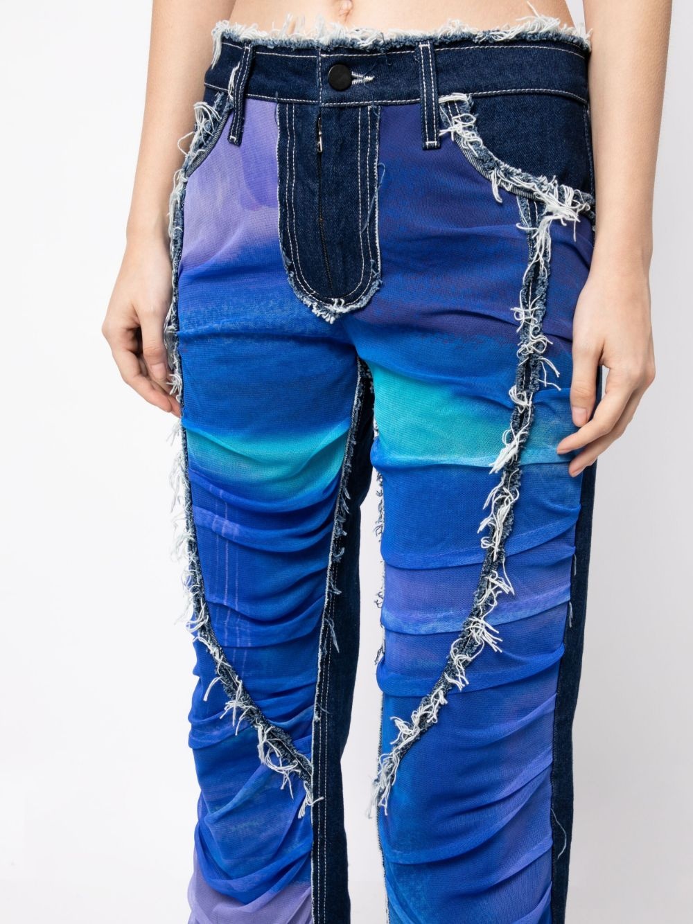 tulle-panels straight-leg jeans - 5