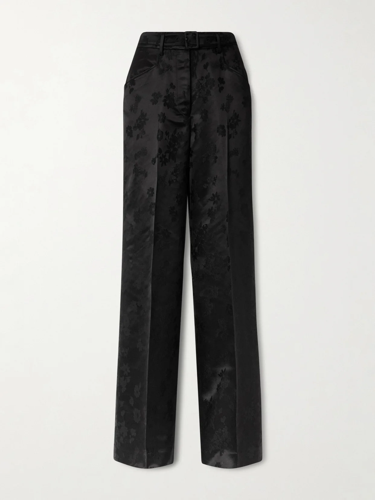 Norman Belted Floral Silk Satin-twill Straight-leg Pants - 1