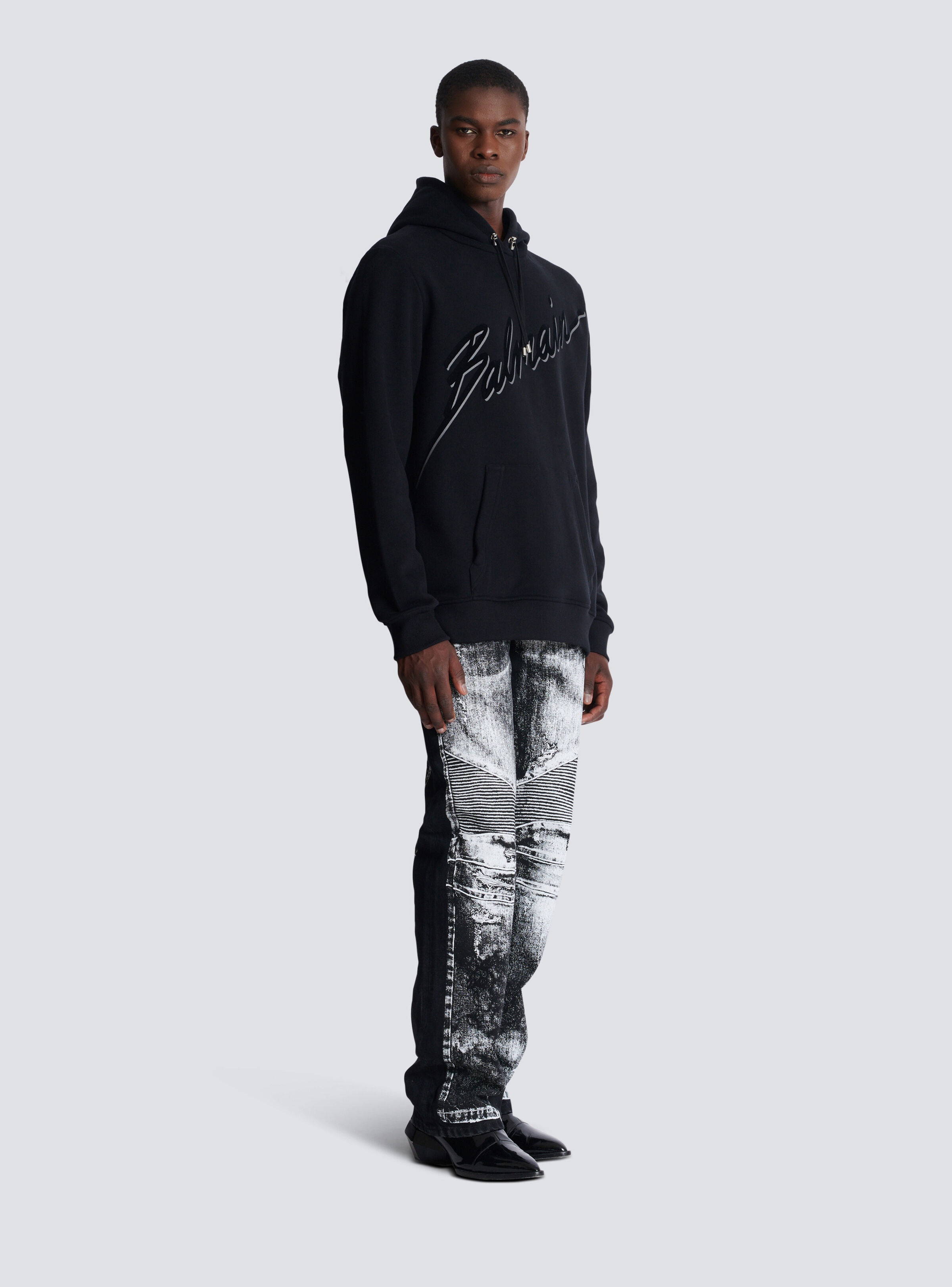 Flocked Balmain Letter hoodie - 3