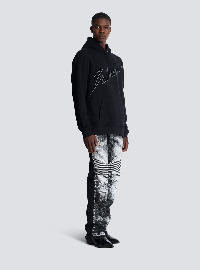 Flocked Balmain Letter hoodie 3