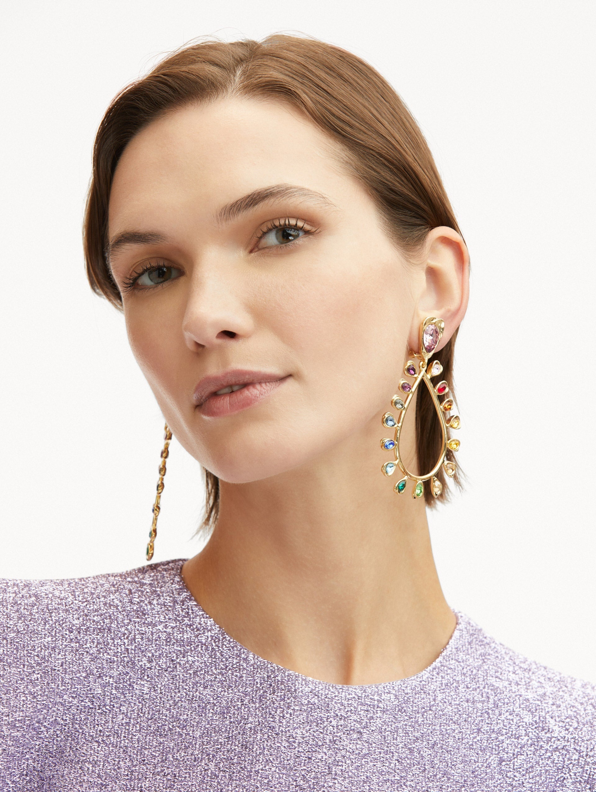 MULTI-COLORED CRYSTAL DROP EARRINGS - 2