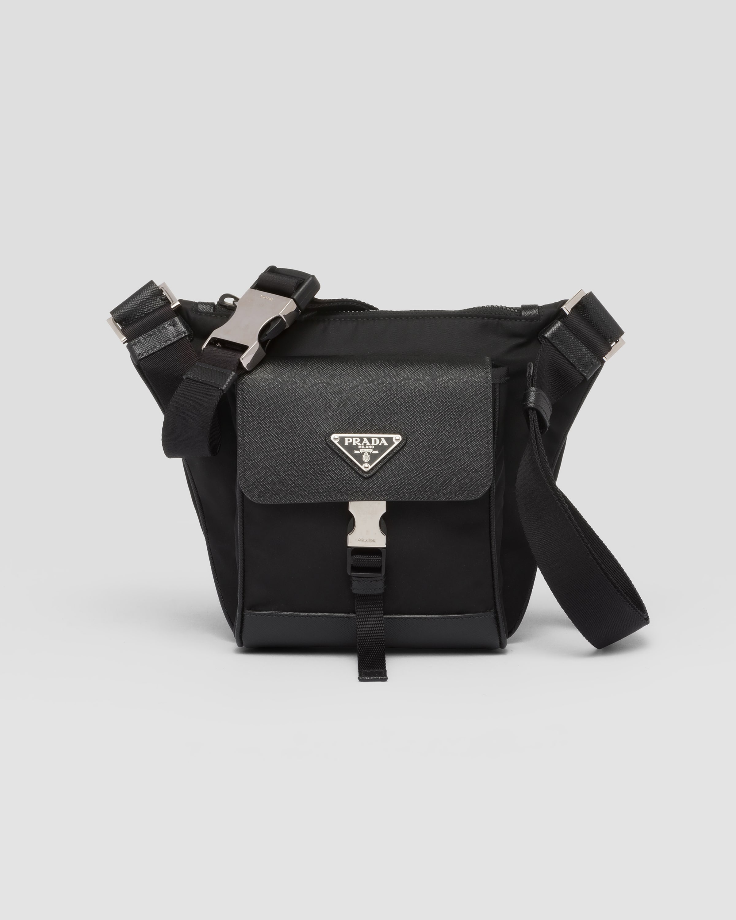 Re-Nylon and Saffiano leather shoulder bag - 1