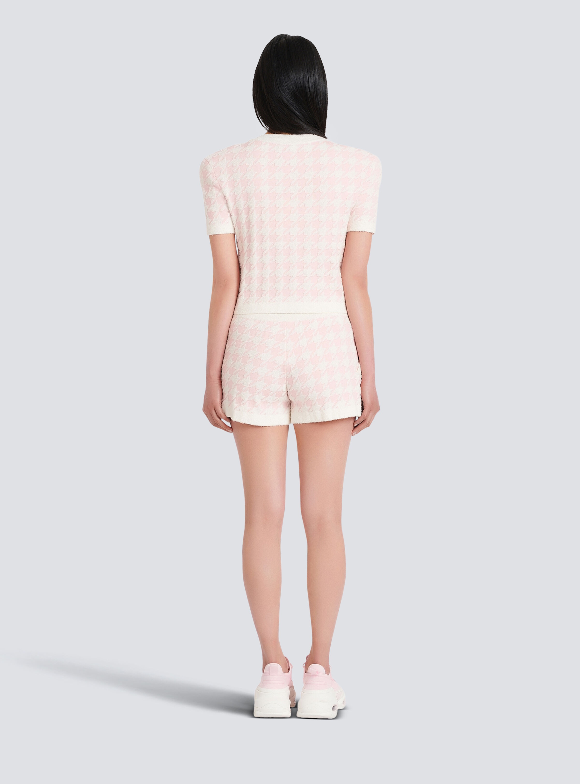 Cropped knit cardigan with Houndstooth print - 4