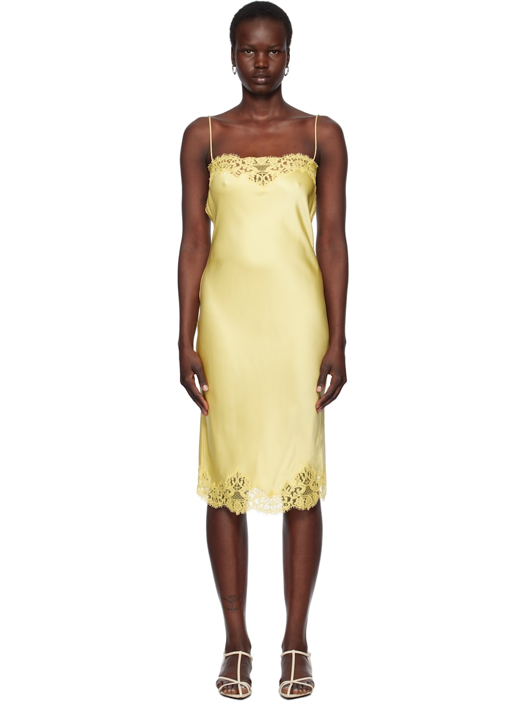 Yellow Iconic Lace Midi Dress - 1