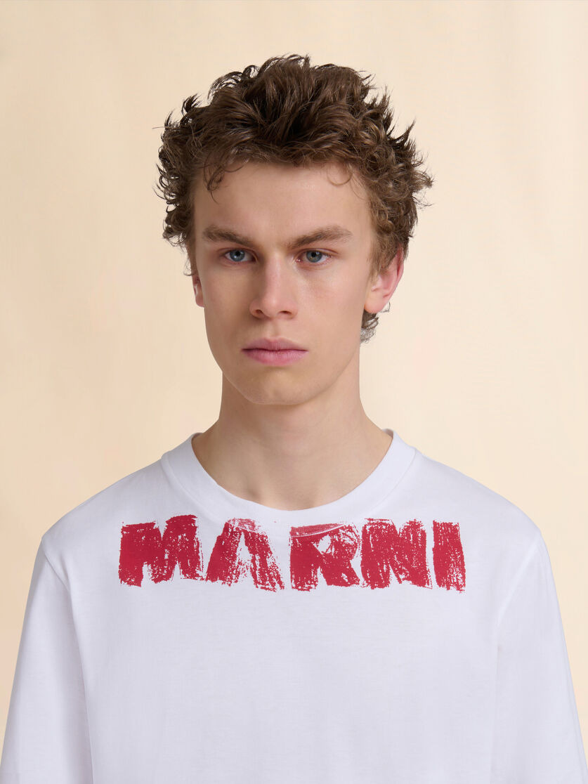 WHITE COTTON T-SHIRT WITH MARNI MONOLITH PRINT - 4