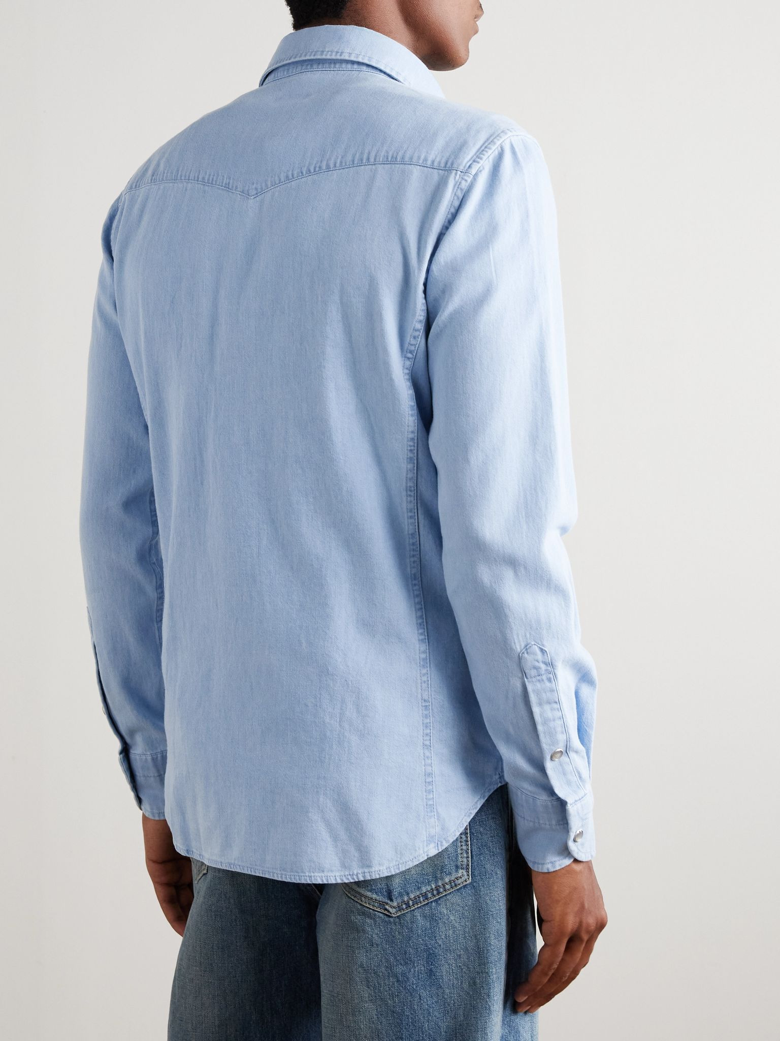 Cotton-Chambray Western Shirt Blue - 4