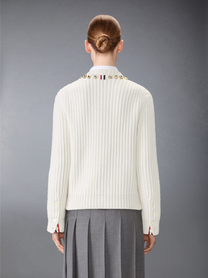 SWAROVSKI CRYSTAL HALF STITCH CASHMERE CARDIGAN 3