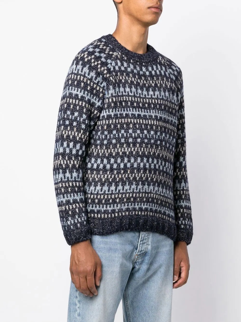 patterned intarsia-knit crew-neck jumper - 3