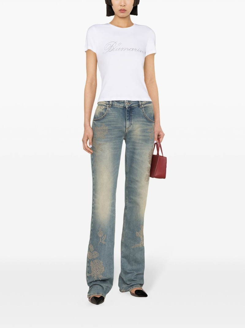 Blumarine rhinestoned-logo cotton T-shirt outlook