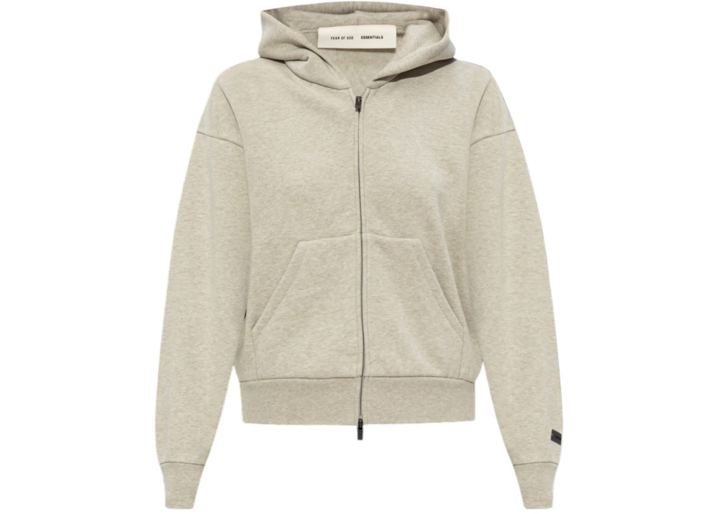Fear of God Essentials Women's Classic Fleece Zip Up Hoodie Heather Stone - 1