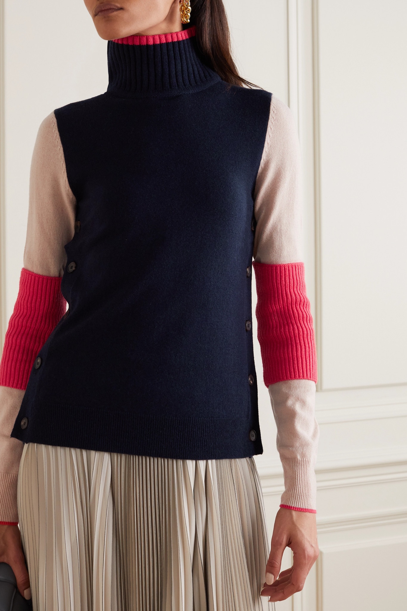 Leyta color-block wool and cashmere-blend turtleneck sweater - 3