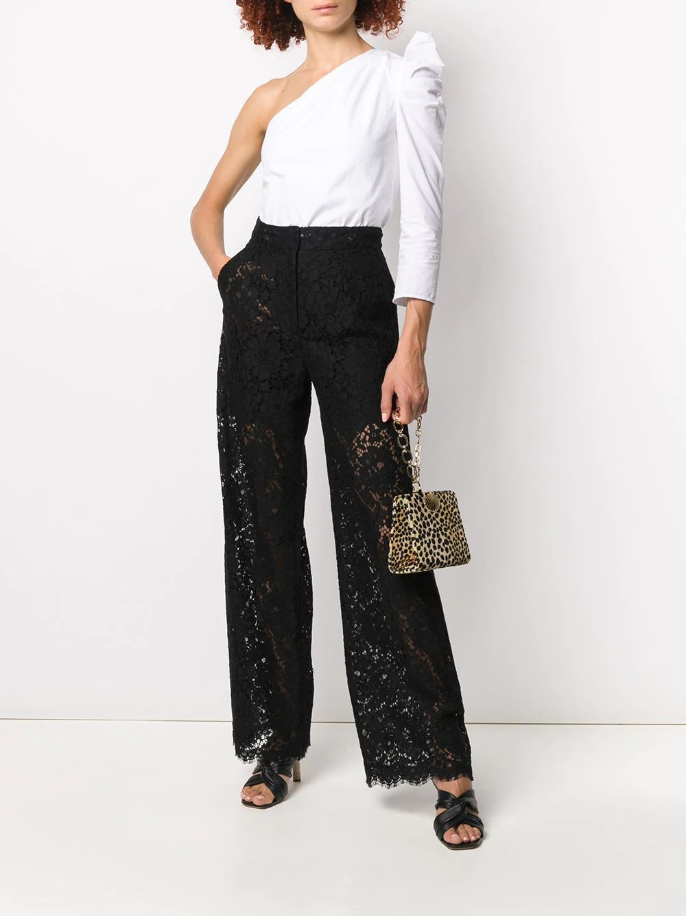 floral lace pattern trousers - 2