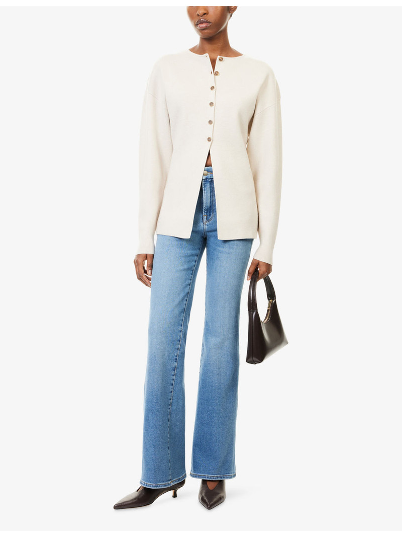 GOOD AMERICAN Exaggerated-Sleeve Ribbed Woven Cardigan outlook
