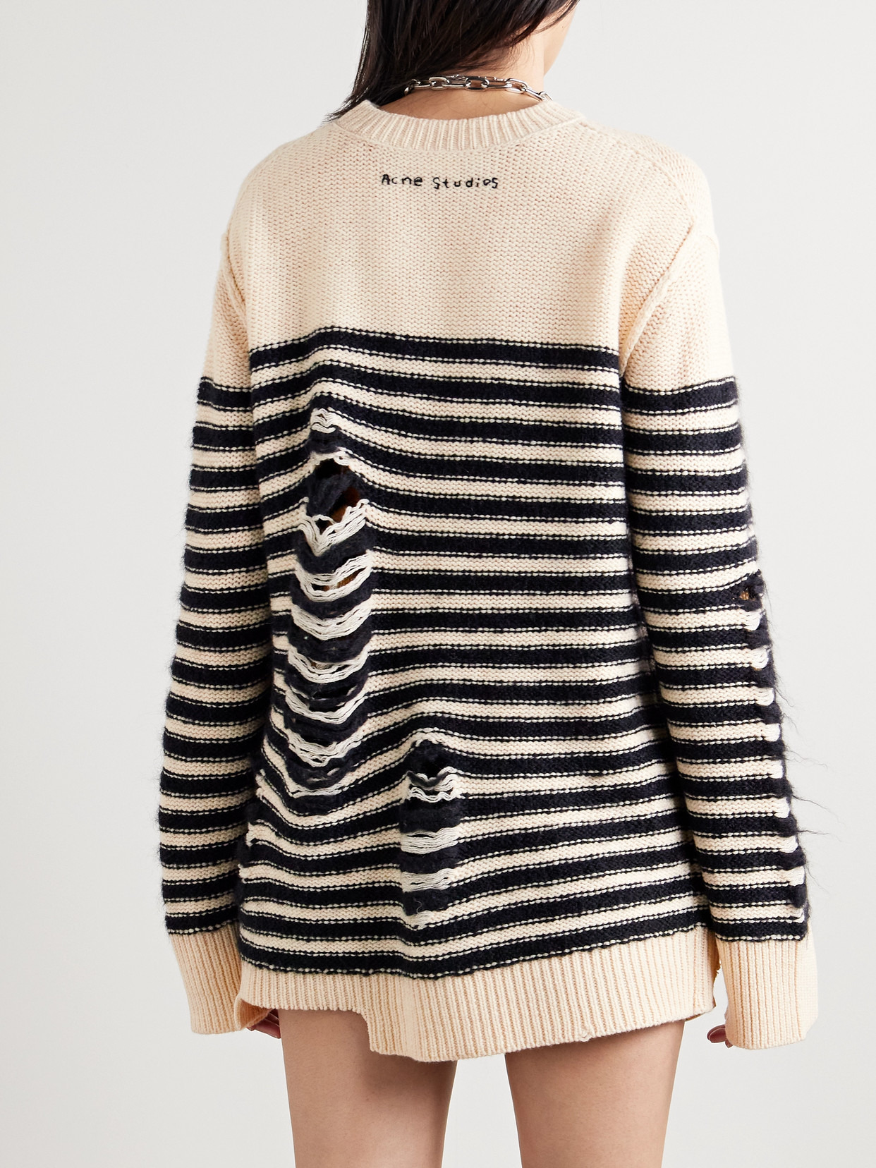 Distressed Striped Wool-blend Sweater - 3
