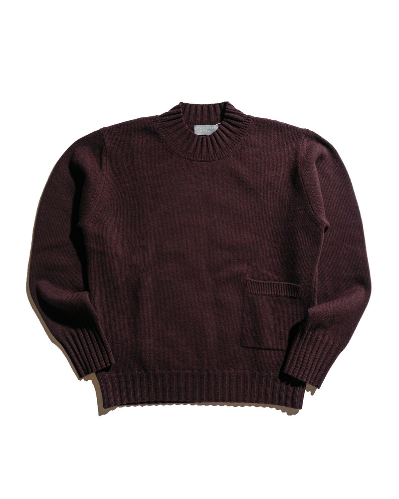 Single Pocket Crew Geelong Lambswool Mahogany 1