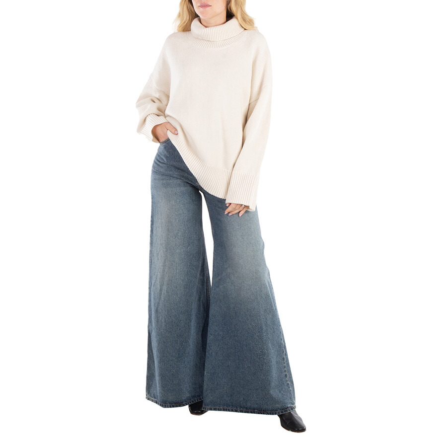 Chloe Ladies Faded Denim Wide-Leg Jeans - 3
