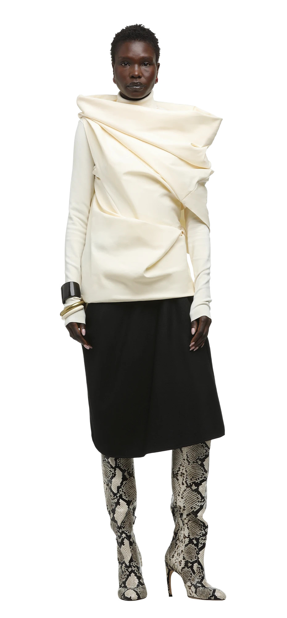 CREASE SKIRT BLACK WOOL - 3