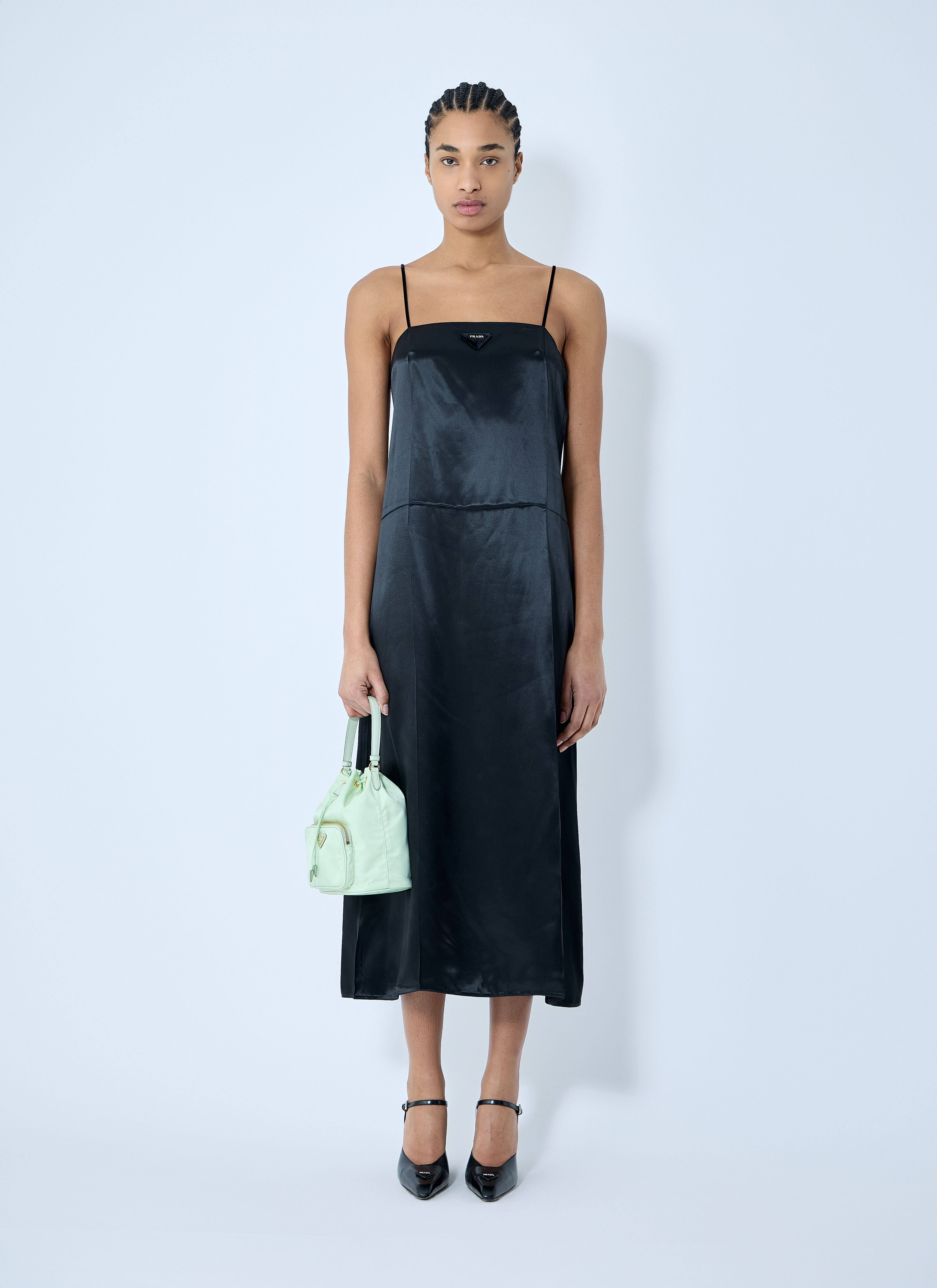 Satin Logo Patch Midi Dress - 2
