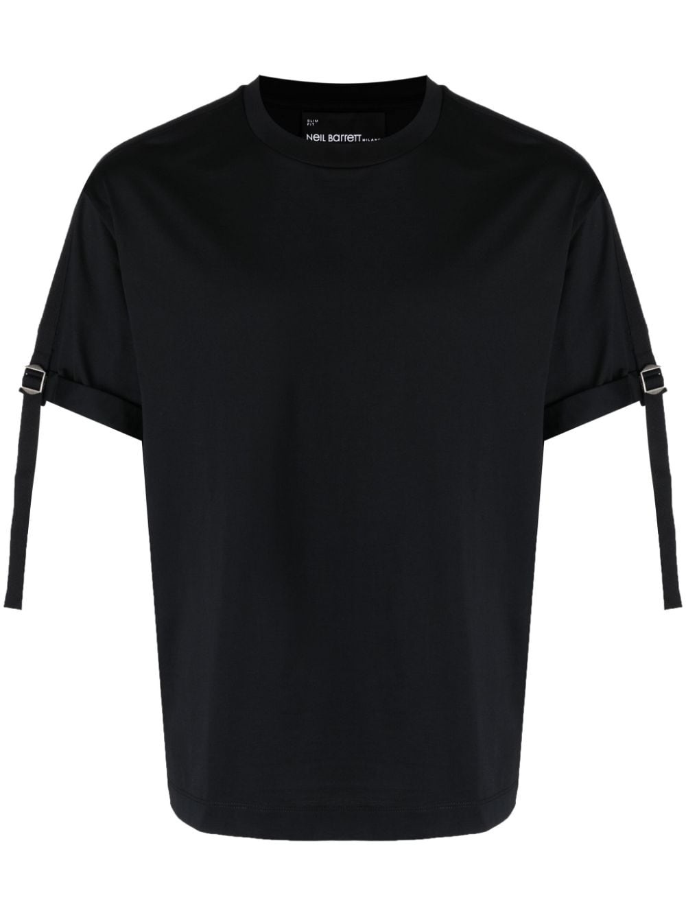 buckle-strap cotton T-shirt - 1