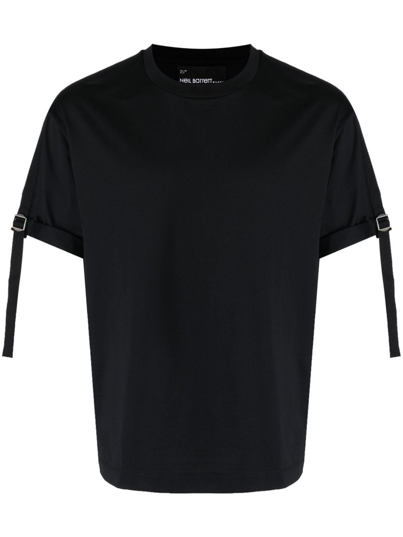 buckle-strap cotton T-shirt 1