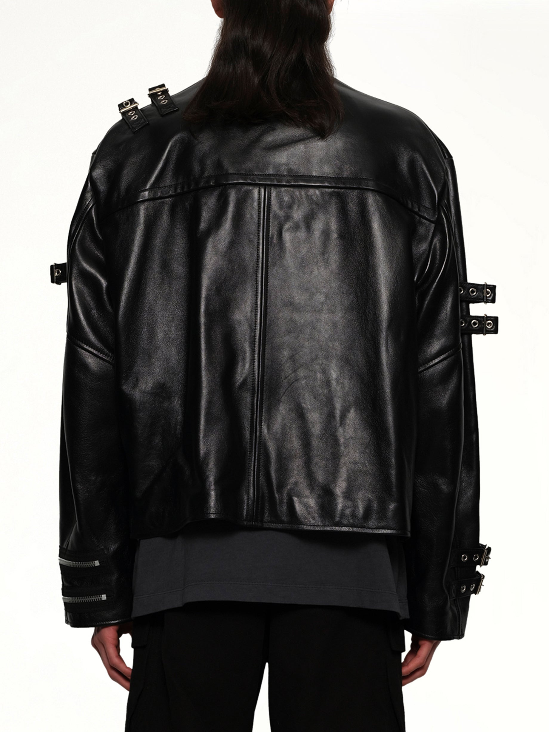 Buckle Overload Leather Jacket in Black - 5