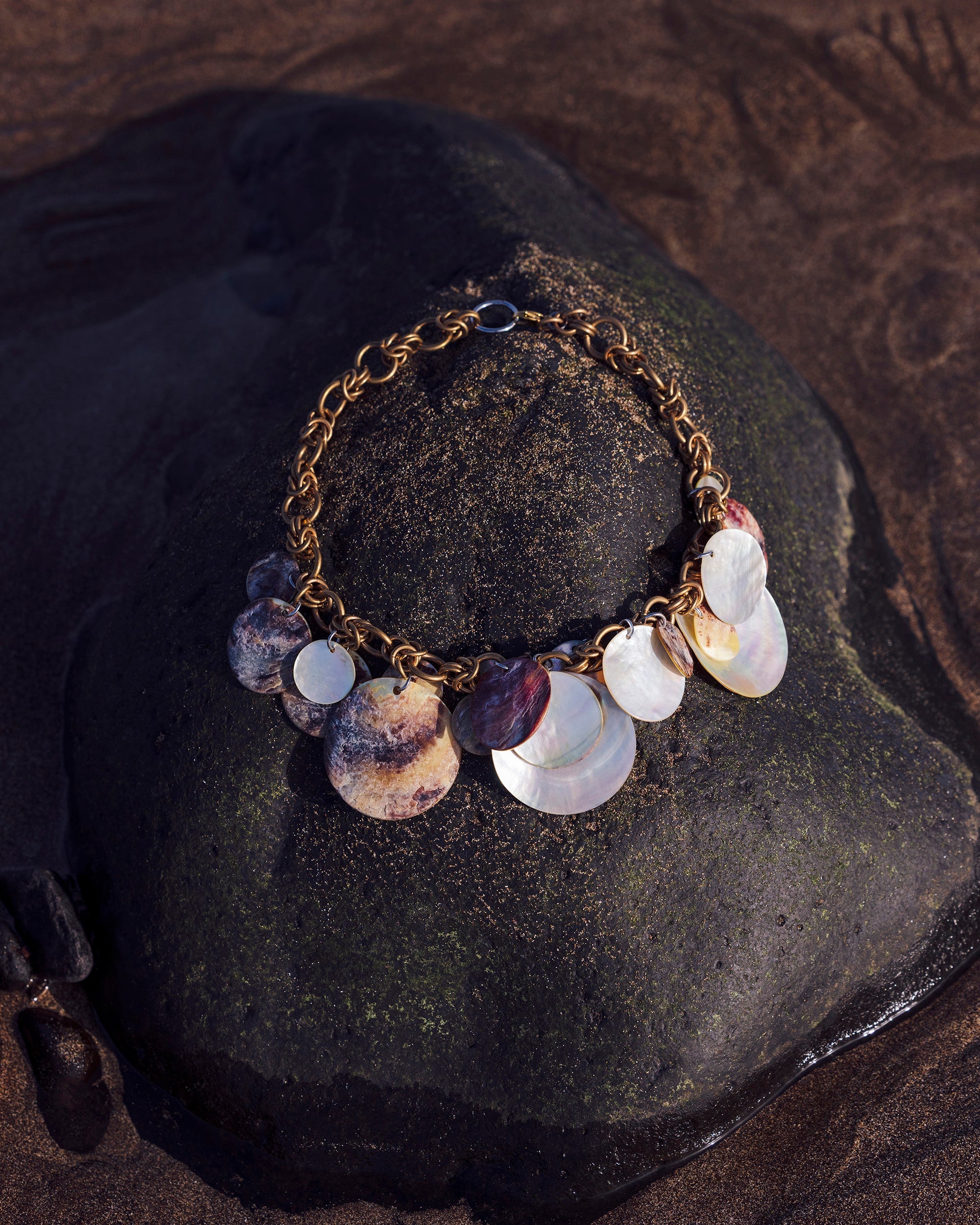 Mother of Pearl Layered Disc Necklace - 3