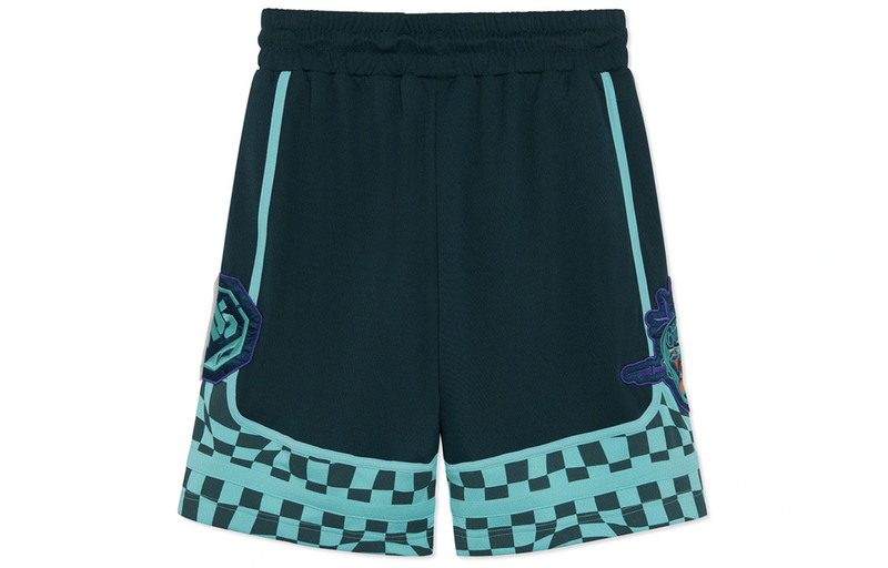 Li-Ning Li-Ning BadFive Checkerboard Basketball Competition Shorts 'Dark Blue Mint' AAPR589-2 outlook
